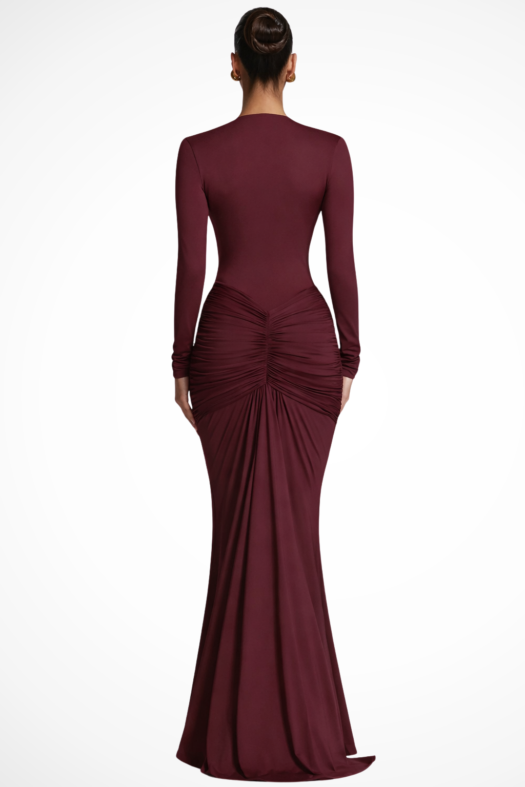 Women's Elegant Ruched Maxi Dress | Long Sleeve Deep V Neck Formal Gown 2
