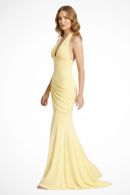Women's Elegant Ruched Maxi Dress | Sophisticated Halter Neck Formal Gown 1