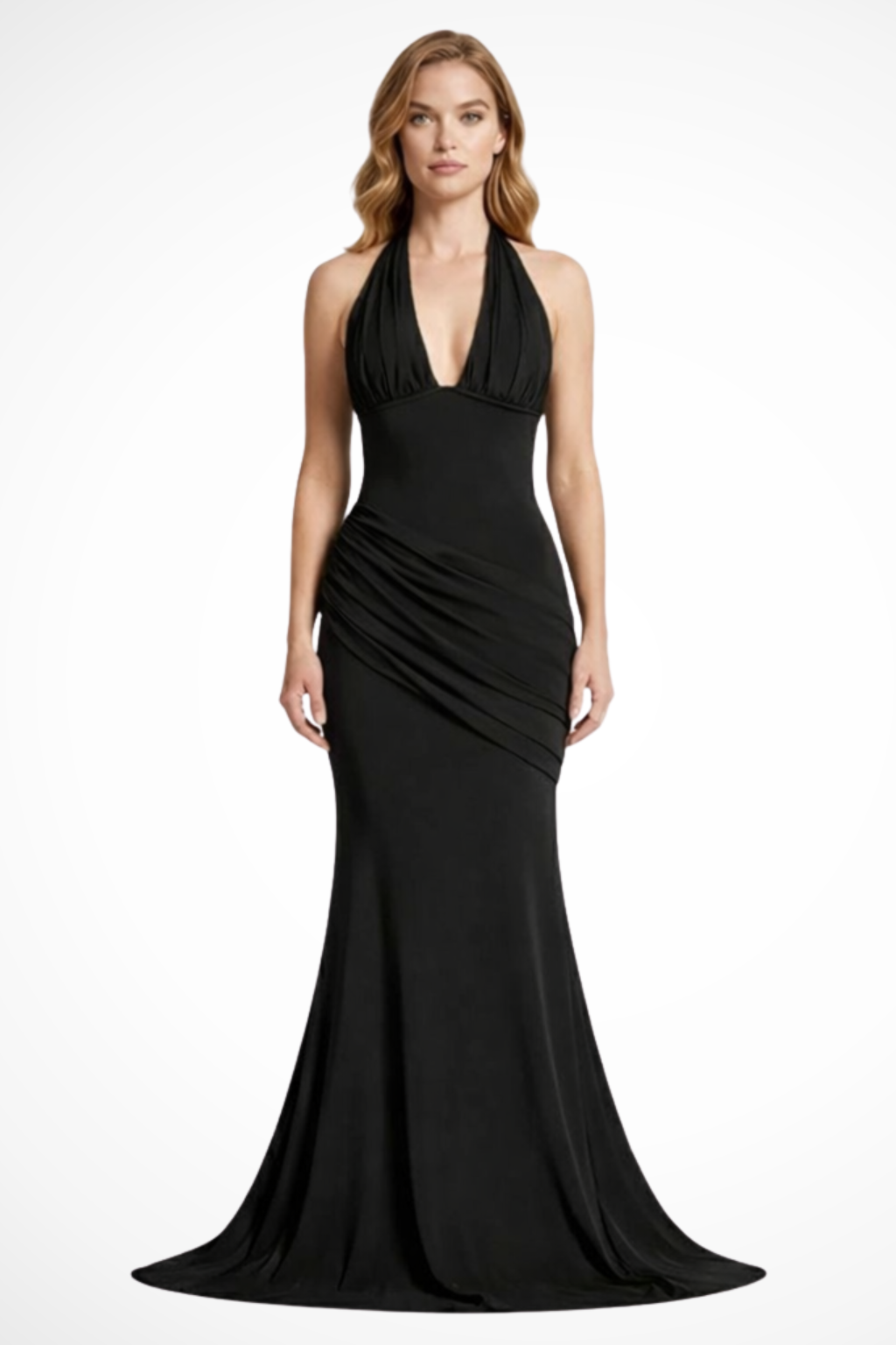 Women's Elegant Ruched Maxi Dress | Sophisticated Halter Neck Formal Gown 3