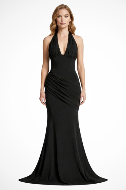 Women's Elegant Ruched Maxi Dress | Sophisticated Halter Neck Formal Gown 3
