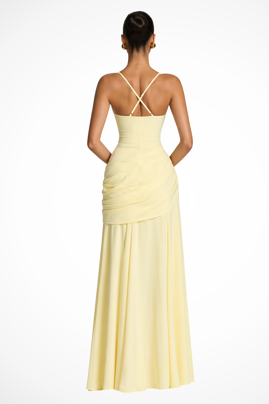 Women's Elegant Ruched Maxi Dress | Sophisticated Square Neck Wedding Guest Dress with Side Slit 2