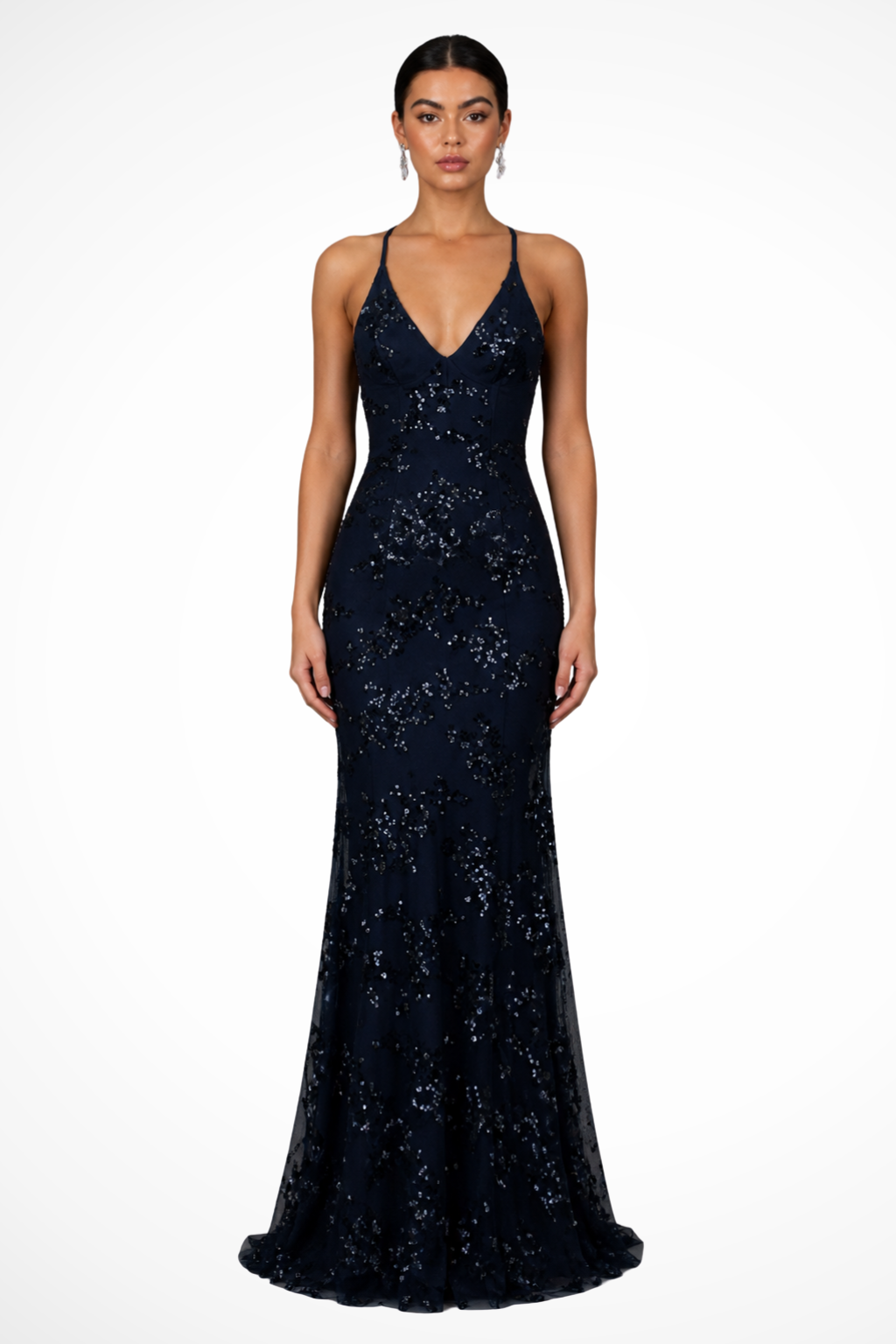 Women's Elegant Sequin Maxi Dress | Flattering V Neckline Formal Evening Gown 0