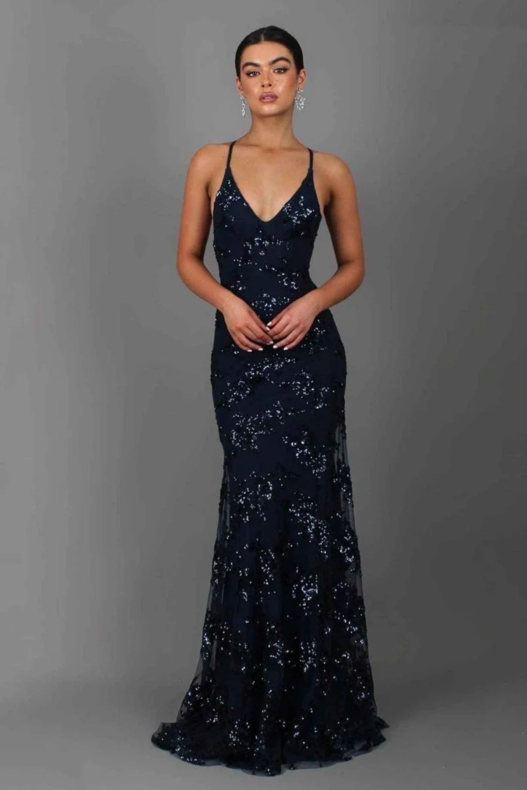 Women's Elegant Sequin Maxi Dress | Flattering V Neckline Formal Evening Gown 1