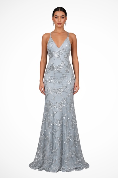 Women's Elegant Sequin Maxi Dress | Flattering V Neckline Formal Evening Gown 3