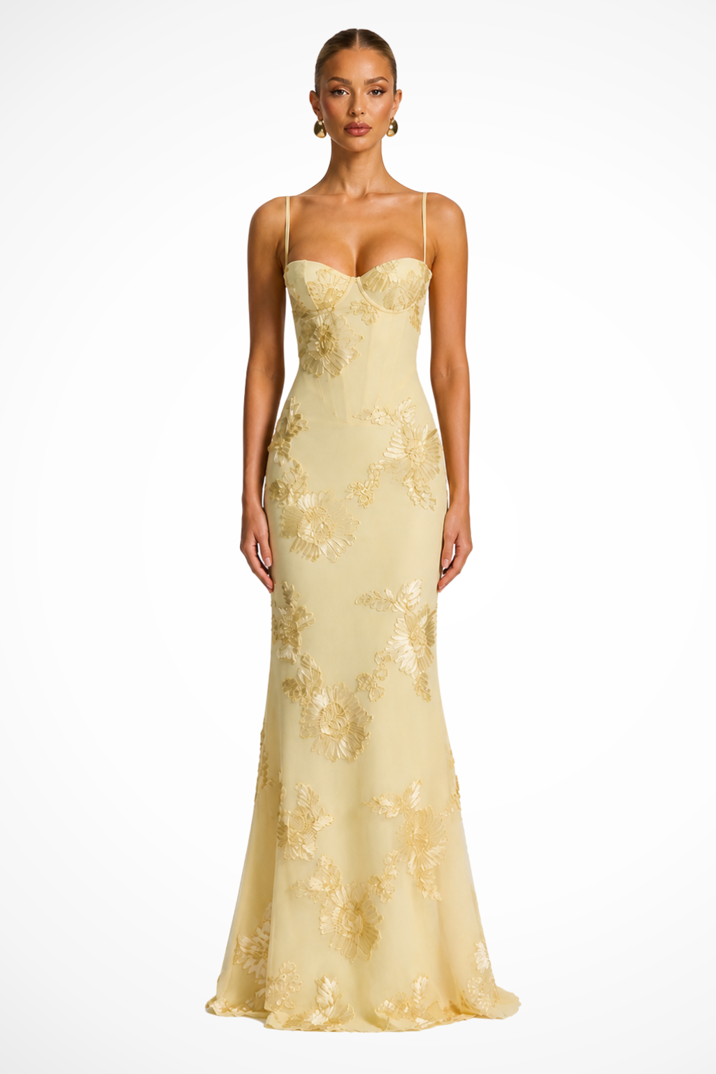 Women's Floral Embroidered Maxi Dress | Elegant Cami Strap Formal Gown 0
