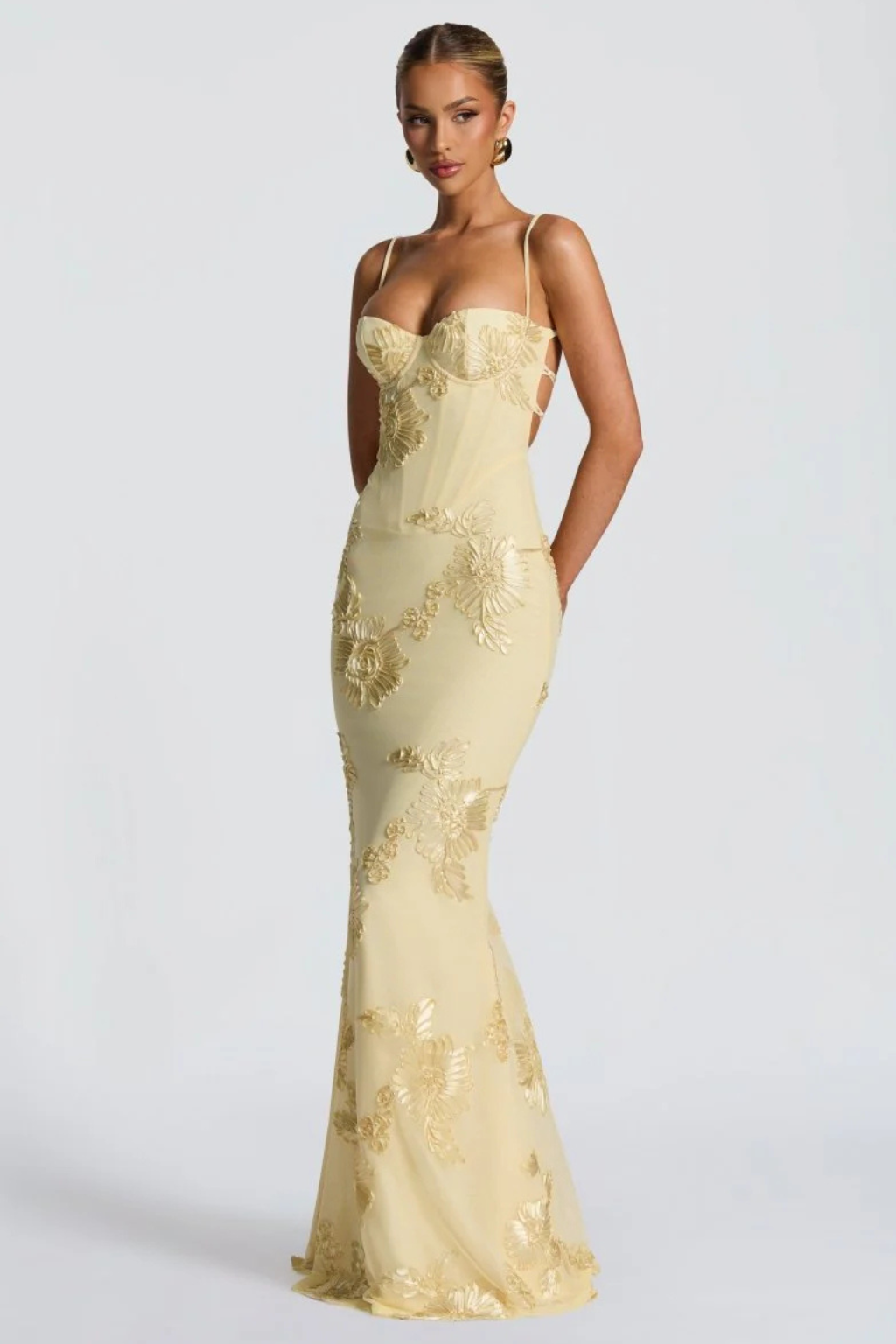 Women's Floral Embroidered Maxi Dress | Elegant Cami Strap Formal Gown 1