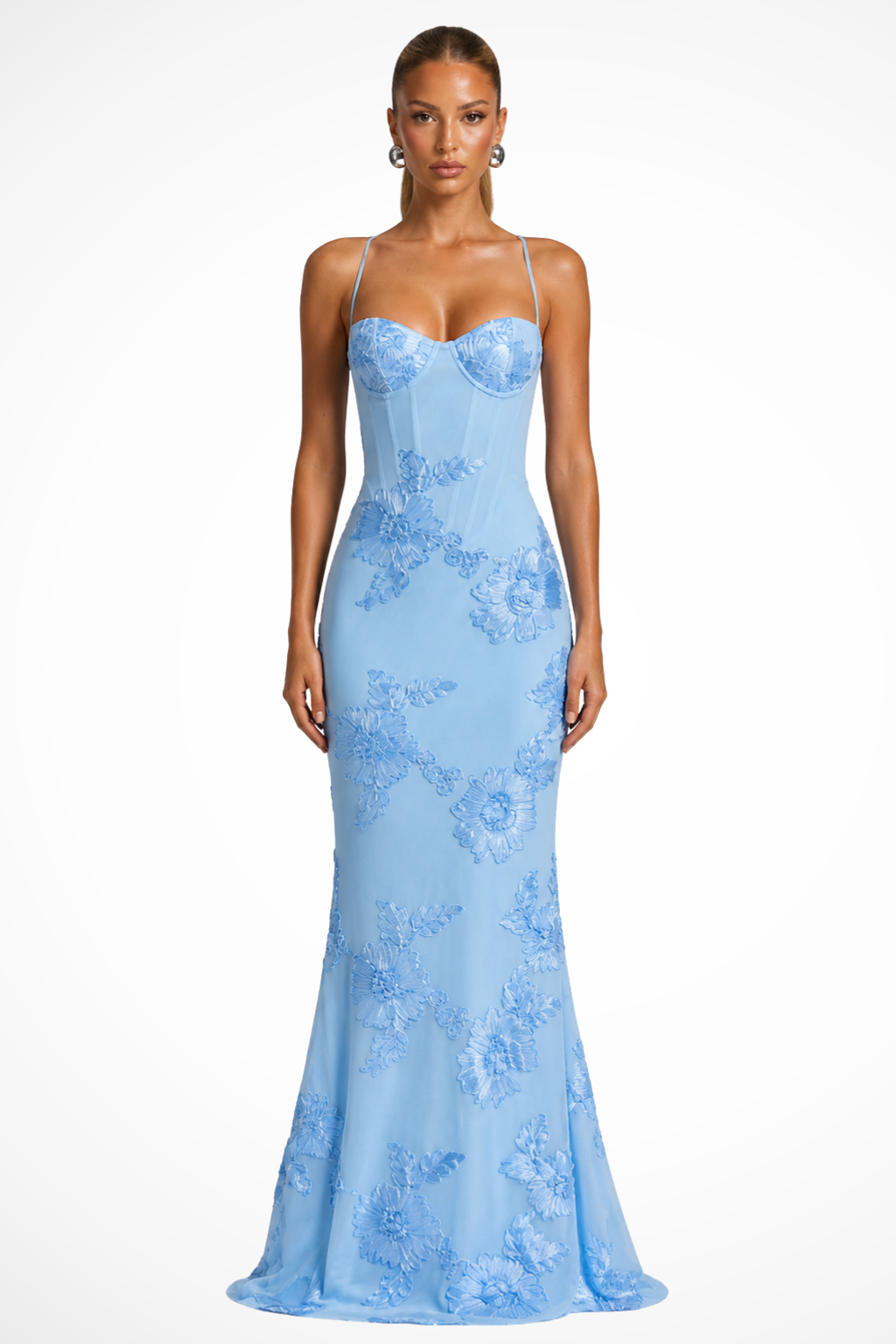 Women's Floral Embroidered Maxi Dress | Elegant Cami Strap Formal Gown 10
