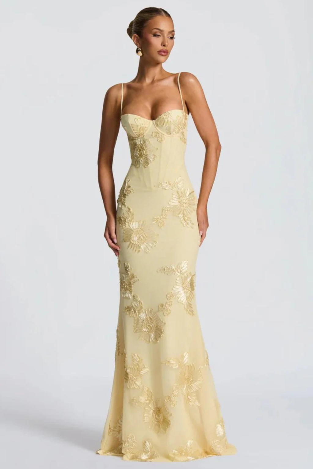Women's Floral Embroidered Maxi Dress | Elegant Cami Strap Formal Gown 2