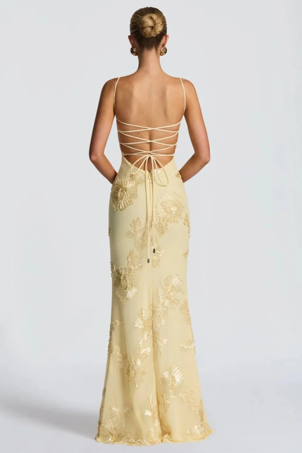 Women's Floral Embroidered Maxi Dress | Elegant Cami Strap Formal Gown 3