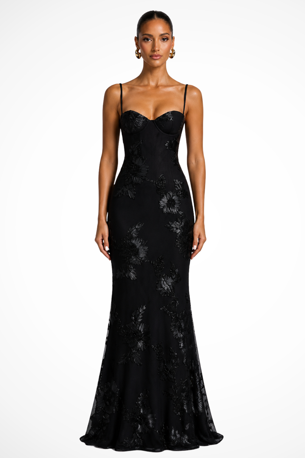 Women's Floral Embroidered Maxi Dress | Elegant Cami Strap Formal Gown 4