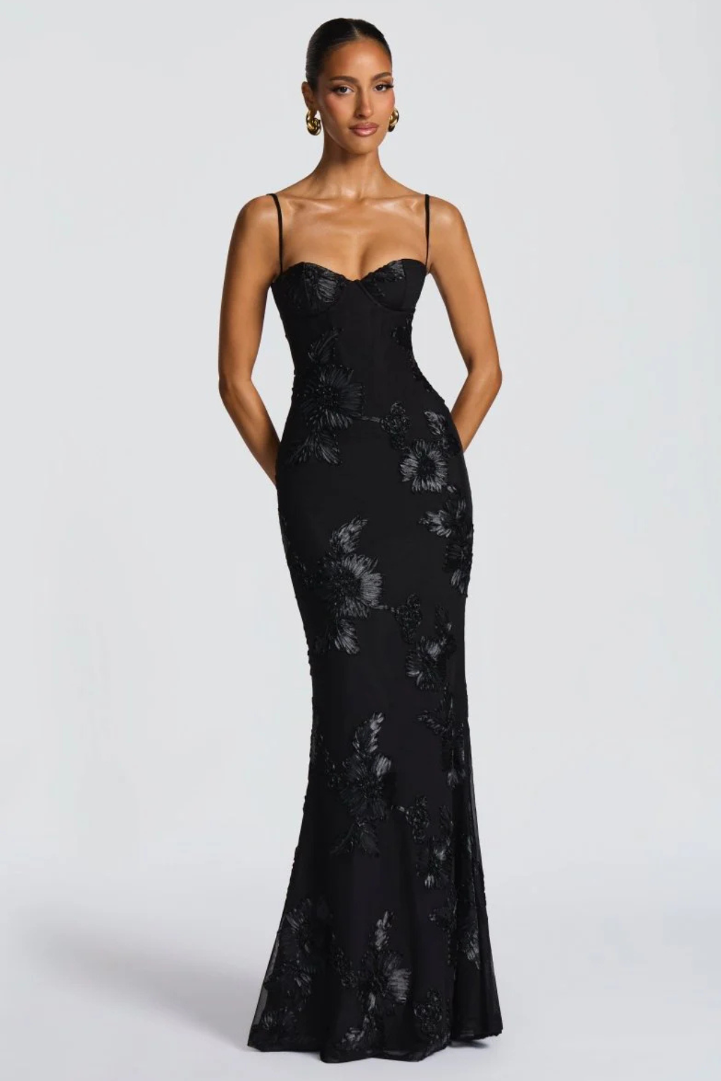 Women's Floral Embroidered Maxi Dress | Elegant Cami Strap Formal Gown 5