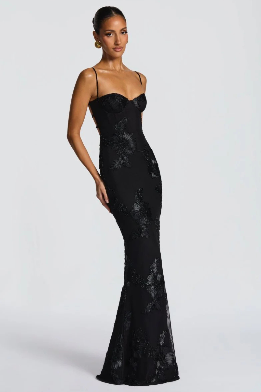 Women's Floral Embroidered Maxi Dress | Elegant Cami Strap Formal Gown 6