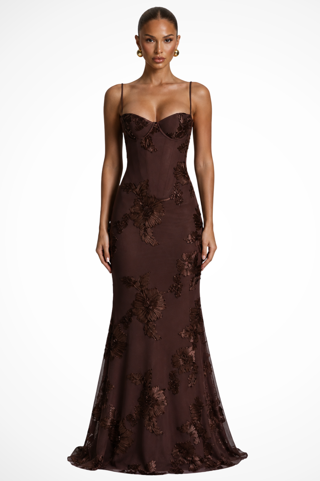 Women's Floral Embroidered Maxi Dress | Elegant Cami Strap Formal Gown 8