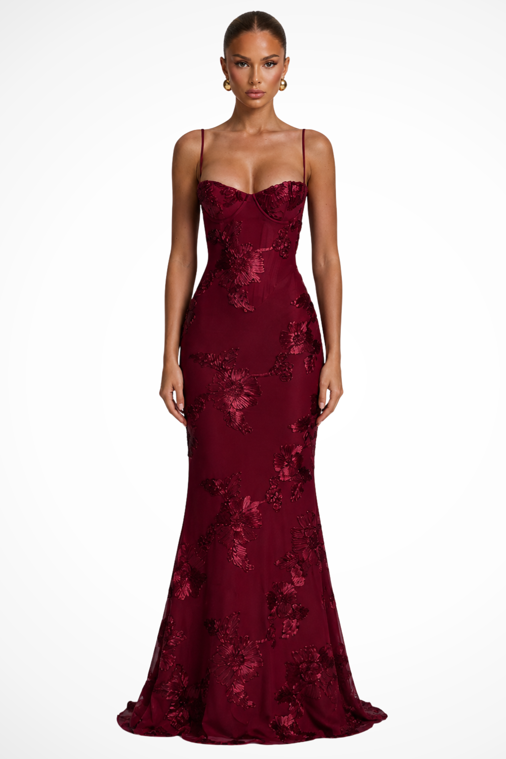 Women's Floral Embroidered Maxi Dress | Elegant Cami Strap Formal Gown 9