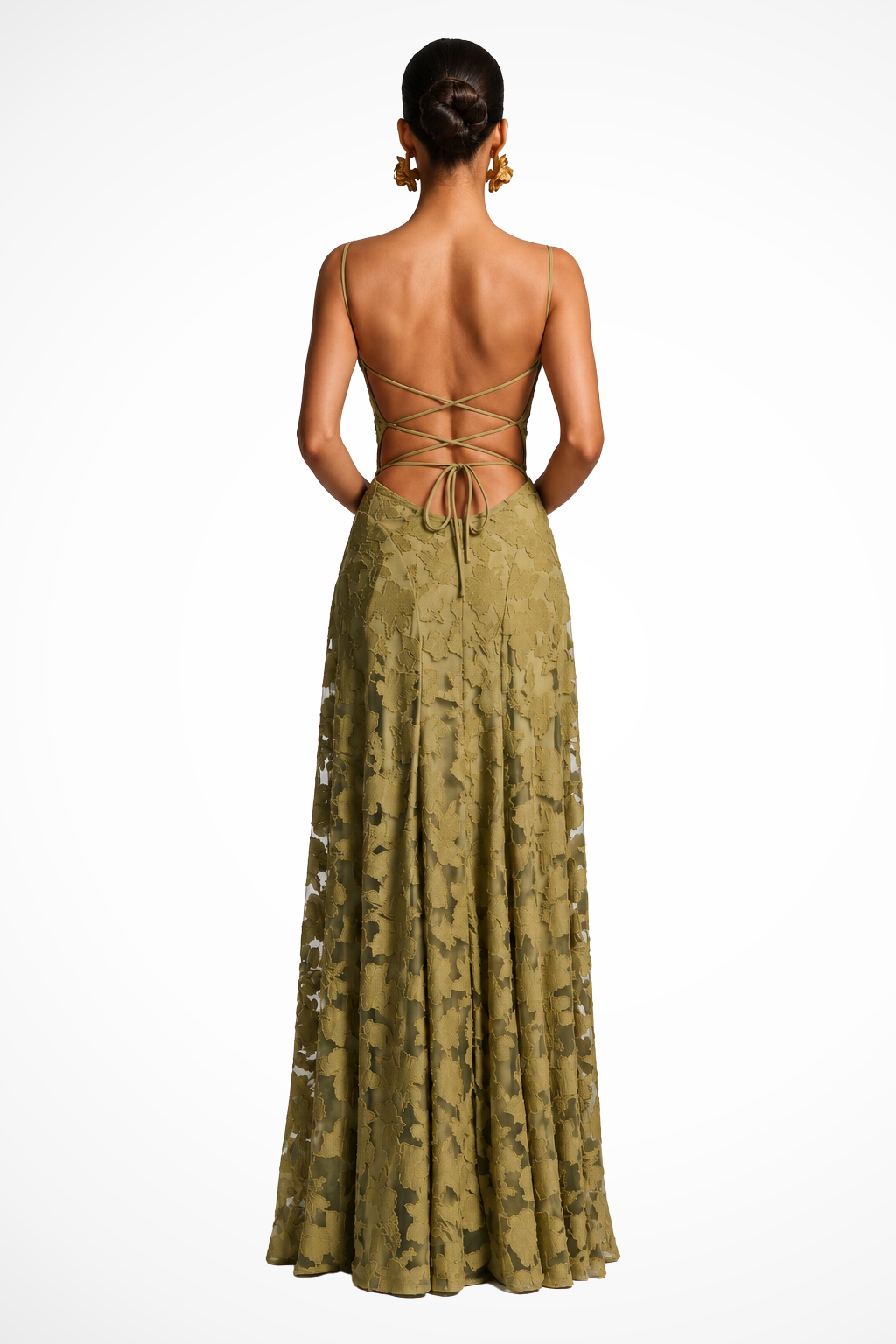Women's Floral Lace Maxi Dress | Elegant Cowl Neck Formal Gown 1