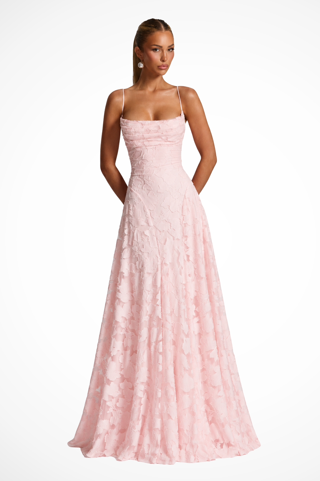 Women's Floral Lace Maxi Dress | Elegant Cowl Neck Formal Gown 5