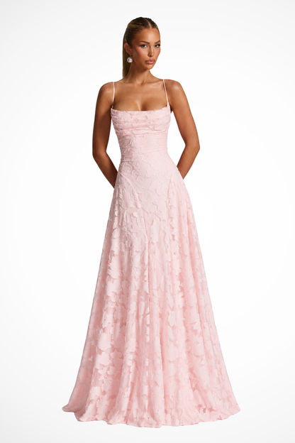 Women's Floral Lace Maxi Dress | Elegant Cowl Neck Formal Gown 5