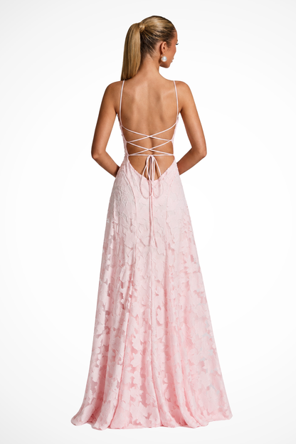 Women's Floral Lace Maxi Dress | Elegant Cowl Neck Formal Gown 6