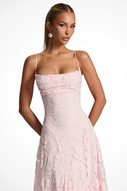 Women's Floral Lace Maxi Dress | Elegant Cowl Neck Formal Gown 7