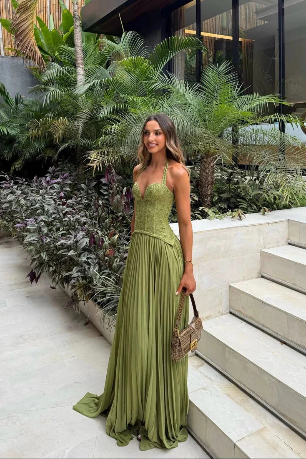Women's Lace Corset Maxi Dress | Elegant Halter Neck Formal Gown 1