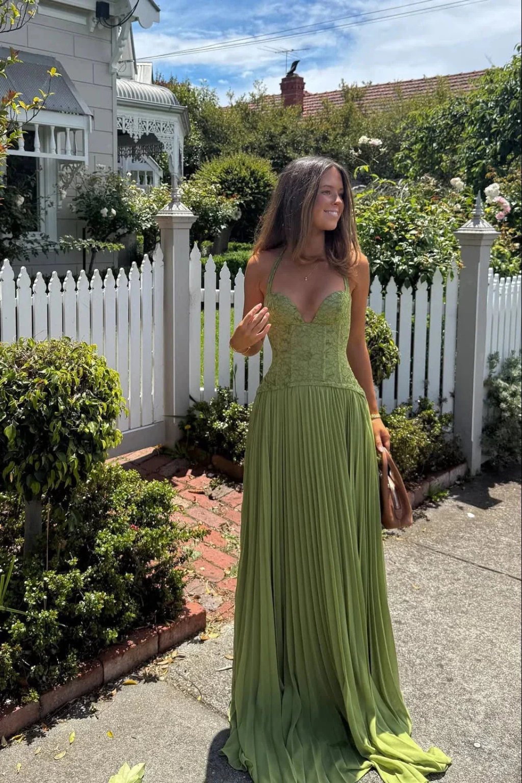 Women's Lace Corset Maxi Dress | Elegant Halter Neck Formal Gown 2