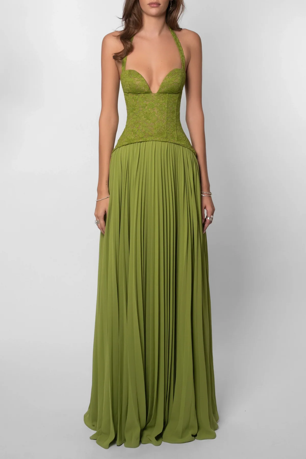 Women's Lace Corset Maxi Dress | Elegant Halter Neck Formal Gown 4