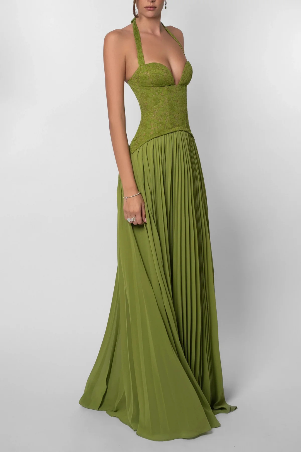 Women's Lace Corset Maxi Dress | Elegant Halter Neck Formal Gown 5