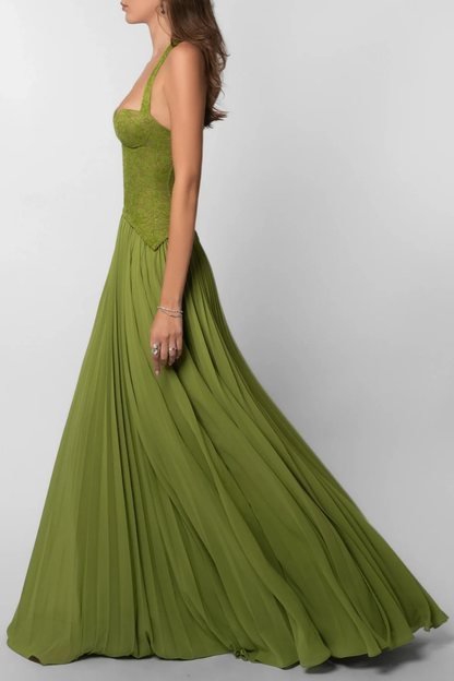 Women's Lace Corset Maxi Dress | Elegant Halter Neck Formal Gown 7