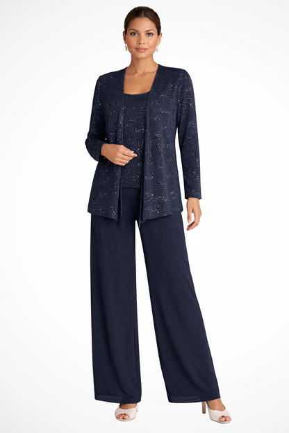 Women's Lace Sequin Three-Piece Suit | Elegant Wide Leg Wedding Guest Outfit 6