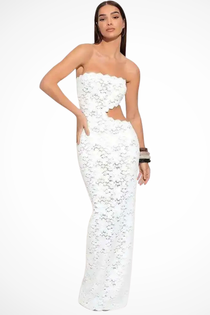 Women's Lace Strapless Maxi Dress | Elegant Summer Evening Gown 1