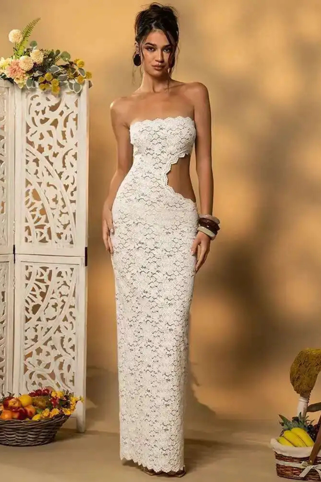 Women's Lace Strapless Maxi Dress | Elegant Summer Evening Gown 4