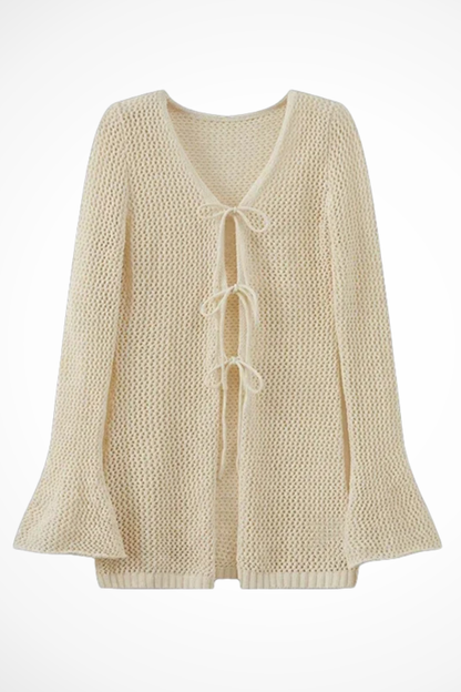 Women's Lightweight Crochet Cardigan | Elegant Longline Bell Sleeve Cover-Up 1