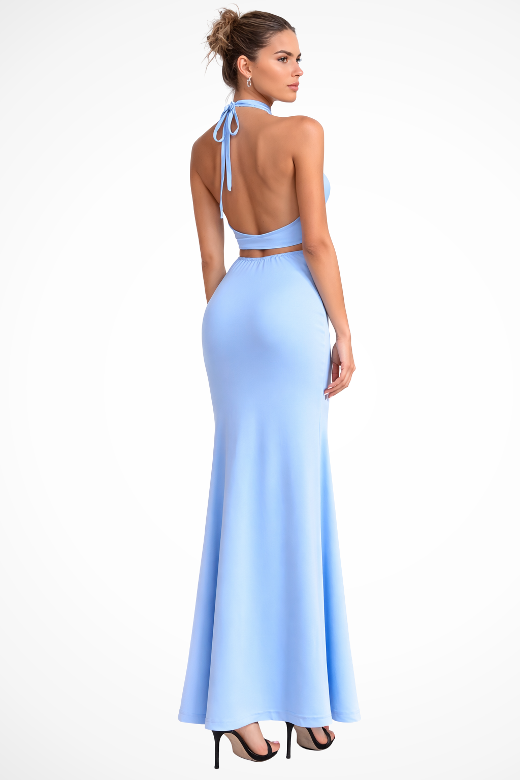 Women's Lightweight Draped Maxi Dress | Elegant Halter Neck Summer Gown 2