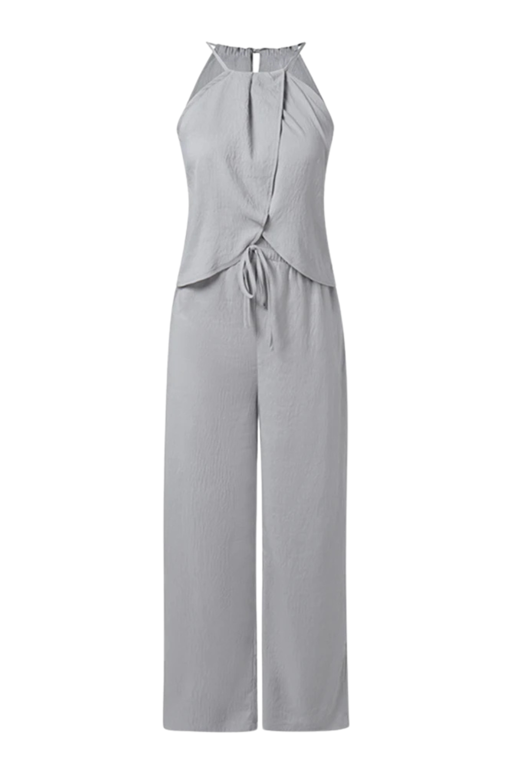 Women's Lightweight Fabric Two Piece Set | Stylish Halter Neck Top and Wide-Leg Trousers 6