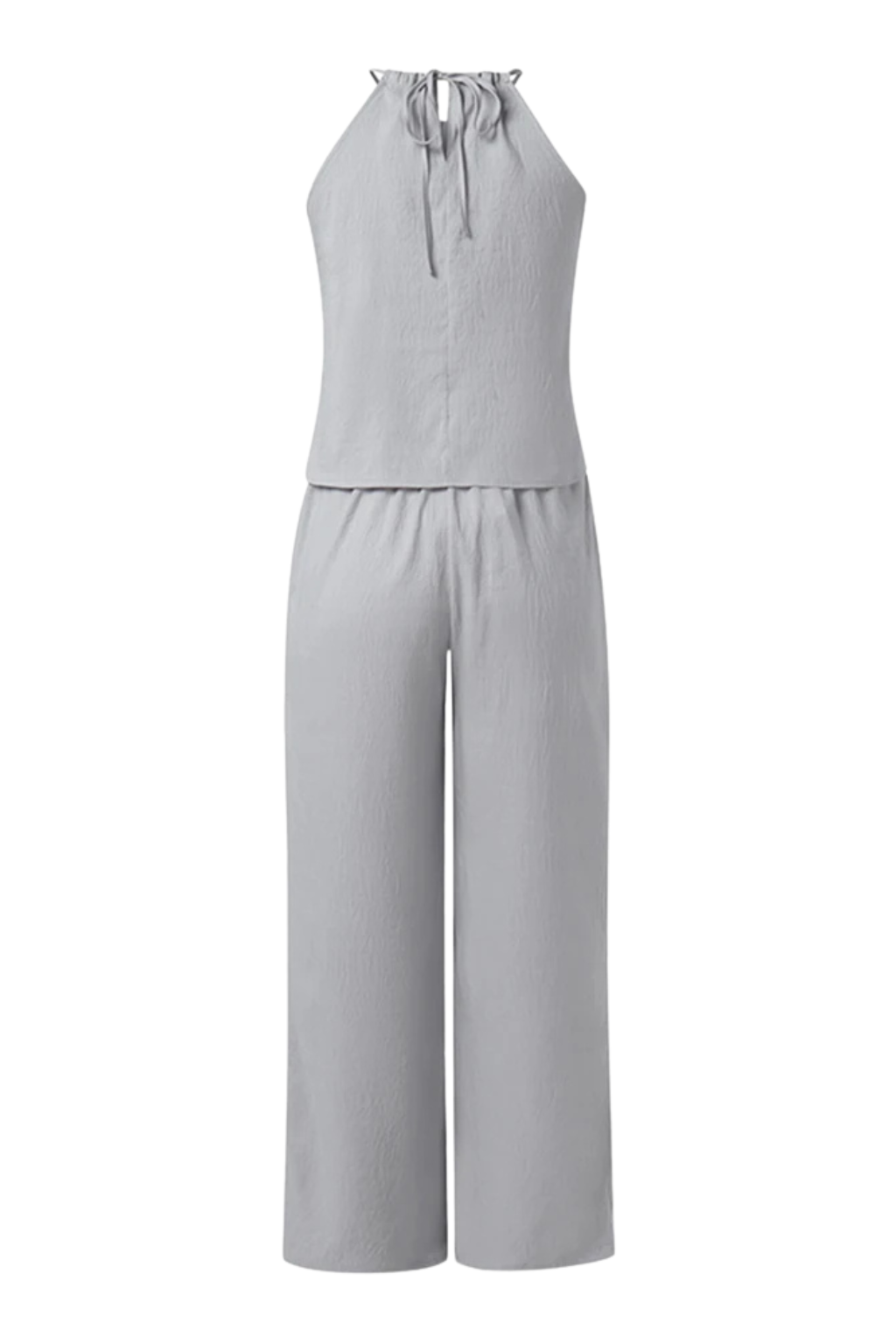 Women's Lightweight Fabric Two Piece Set | Stylish Halter Neck Top and Wide-Leg Trousers 7