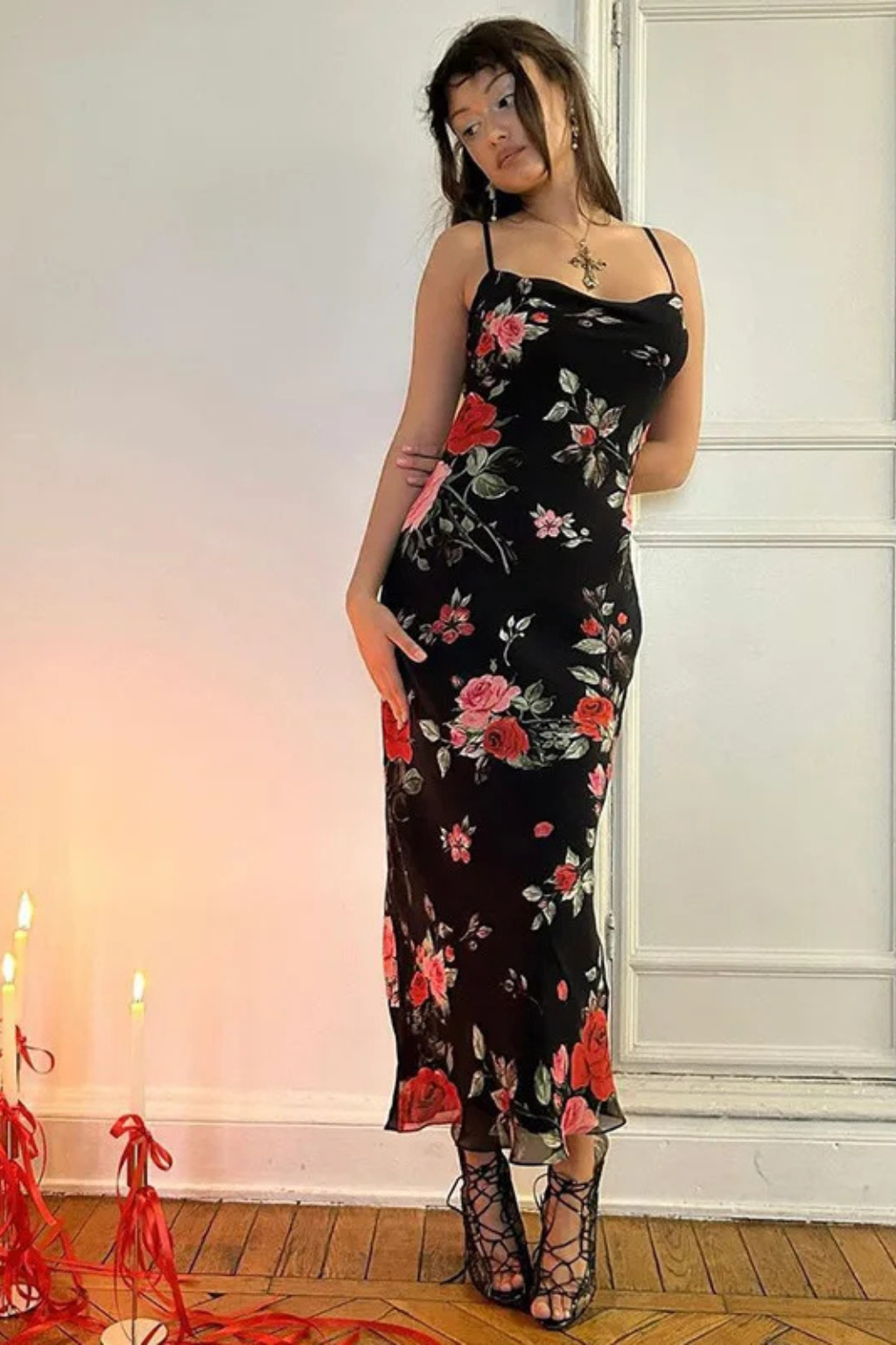 Women's Lightweight Floral Print Maxi Dress | Elegant Spaghetti Strap Summer Gown 2