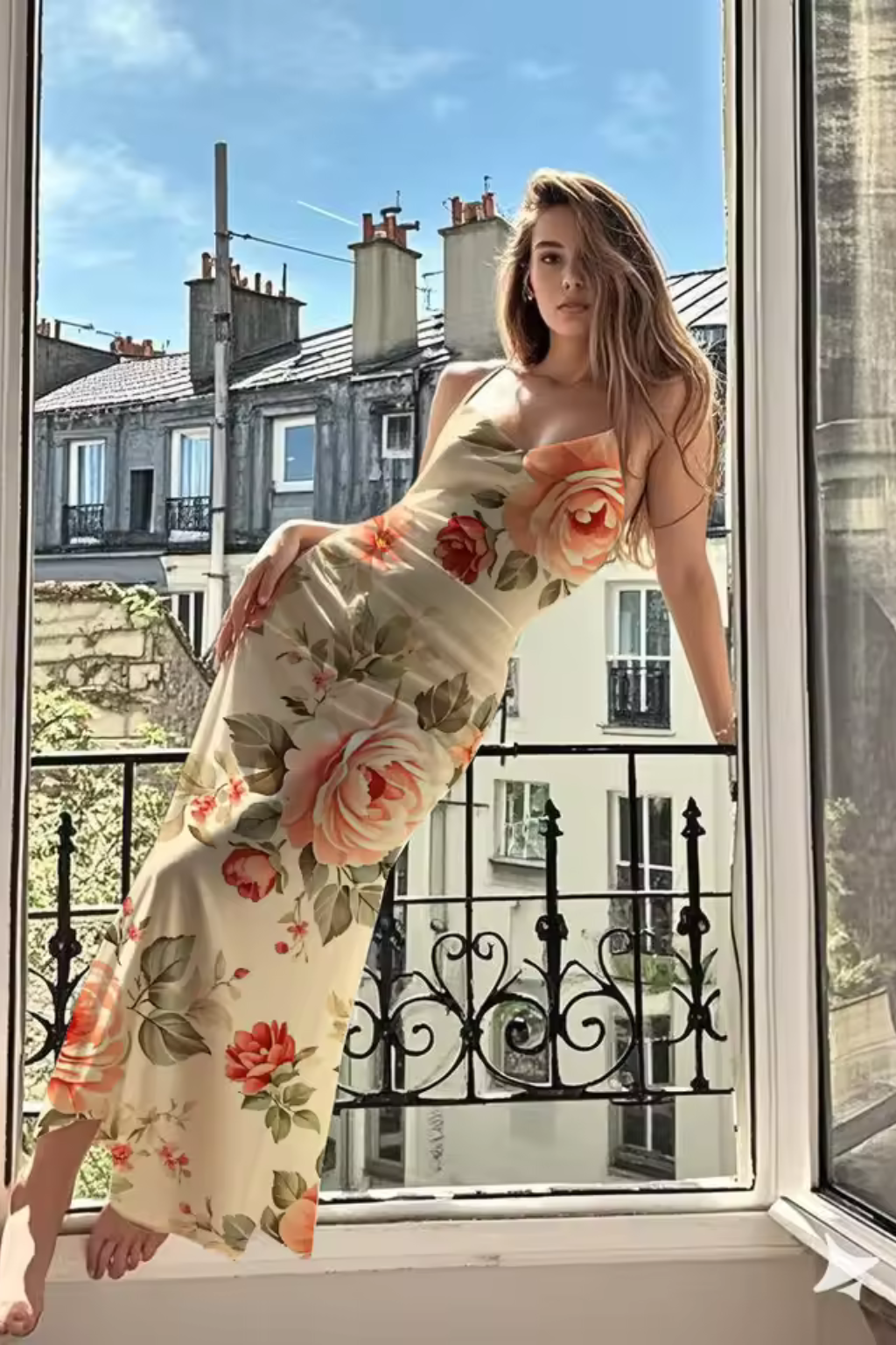 Women's Lightweight Floral Print Maxi Dress | Elegant Spaghetti Strap Summer Gown 3