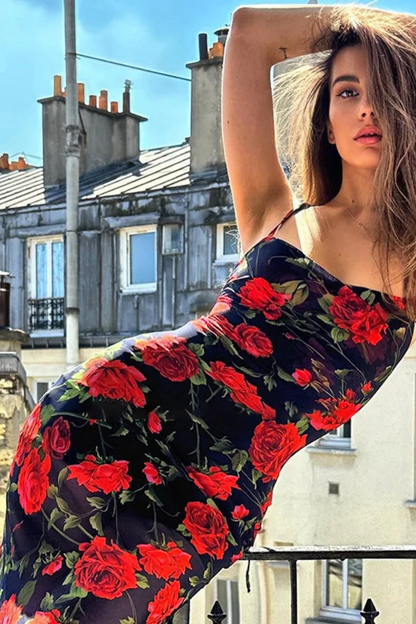 Women's Lightweight Floral Print Maxi Dress | Elegant Spaghetti Strap Summer Gown 4