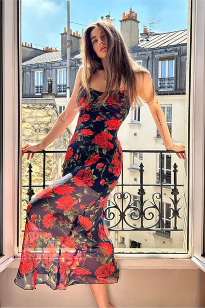 Women's Lightweight Floral Print Maxi Dress | Elegant Spaghetti Strap Summer Gown 5