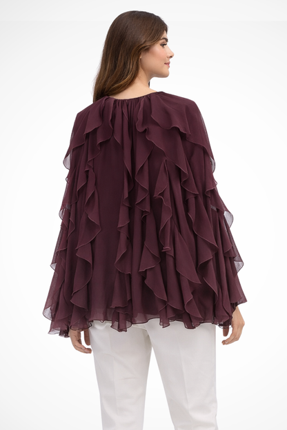 Women's Lightweight Layered Ruffle Blouse | Elegant Long Sleeve Summer Top 2
