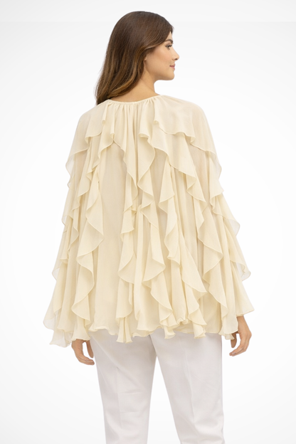 Women's Lightweight Layered Ruffle Blouse | Elegant Long Sleeve Summer Top 3