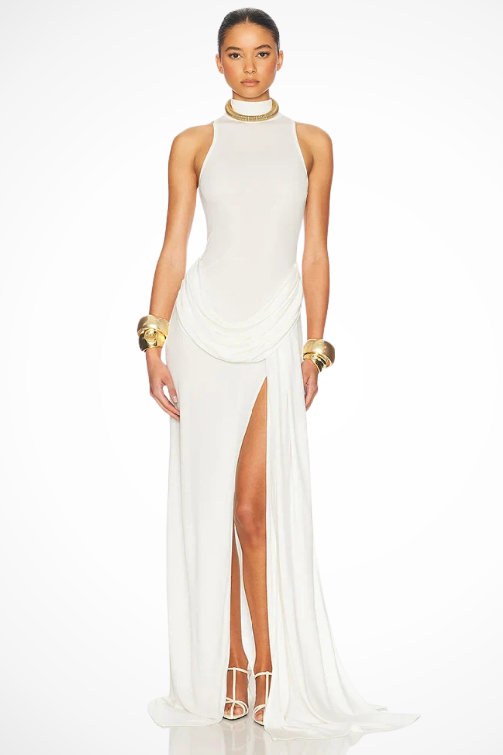 Women's Lightweight Maxi Dress | Elegant High Neck Sleeveless Formal Gown 3