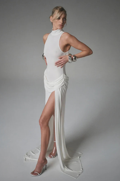 Women's Lightweight Maxi Dress | Elegant High Neck Sleeveless Formal Gown 4