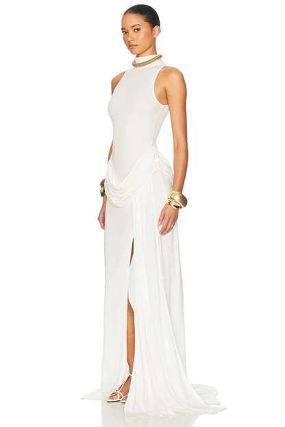 Women's Lightweight Maxi Dress | Elegant High Neck Sleeveless Formal Gown 5