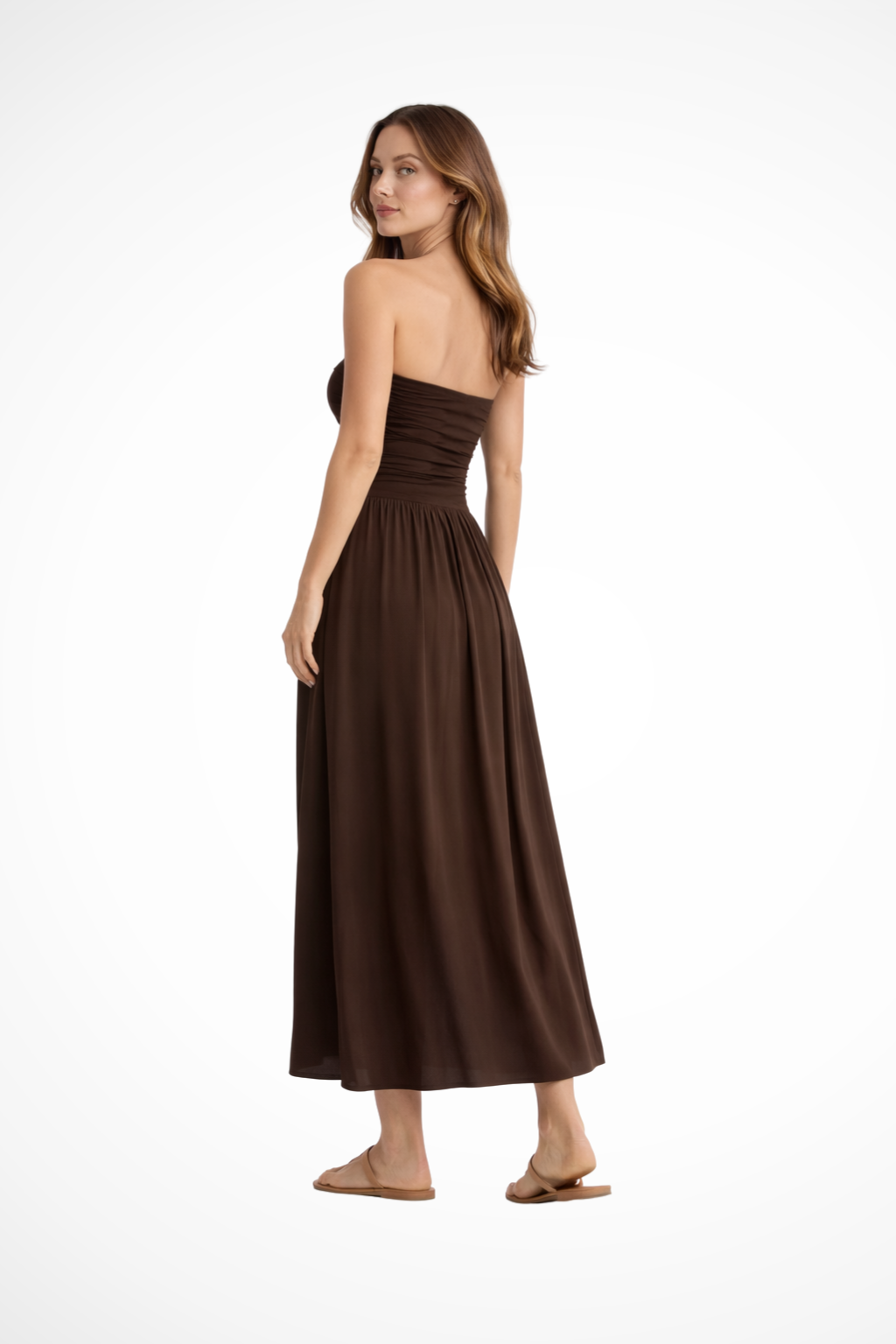 Women's Lightweight Pleated Maxi Dress | Elegant Strapless Summer Gown 1