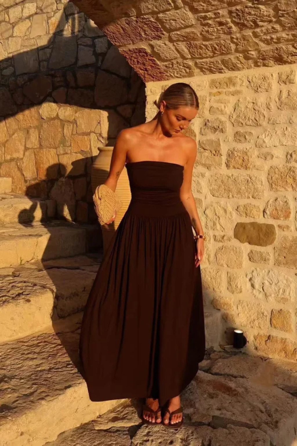 Women's Lightweight Pleated Maxi Dress | Elegant Strapless Summer Gown 5