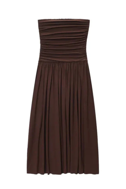 Women's Lightweight Pleated Maxi Dress | Elegant Strapless Summer Gown 7