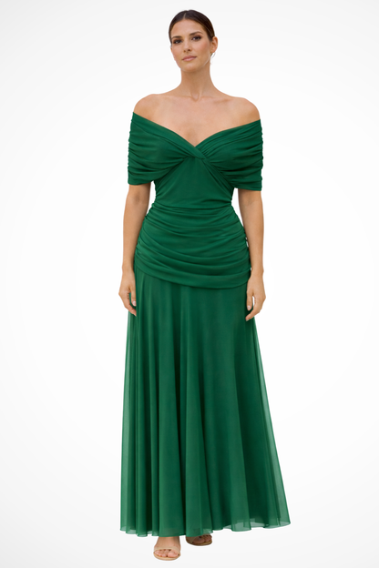 Women's Lightweight Pleated Off-Shoulder Summer Dress | Elegant Flowy Evening Wear 2