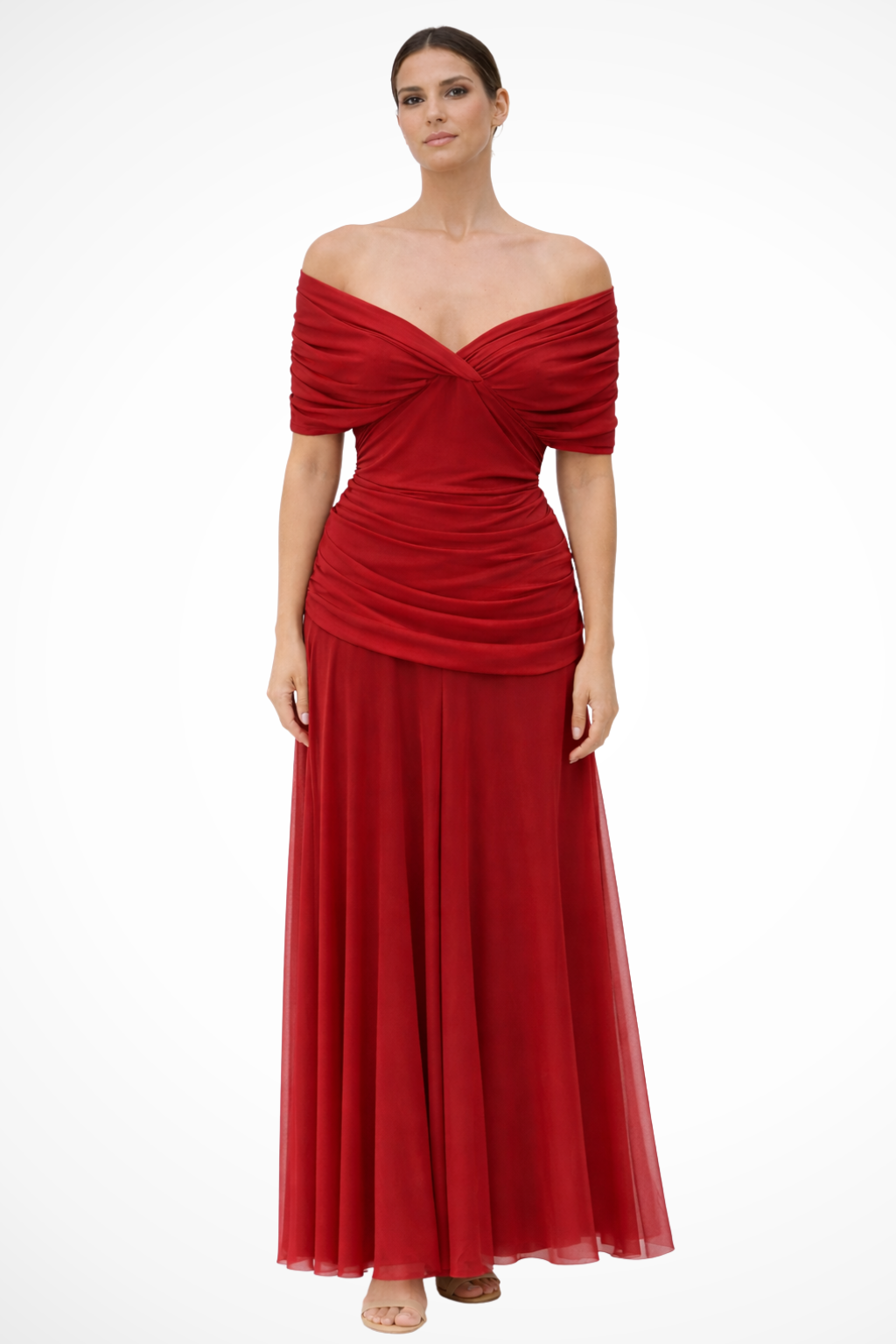Women's Lightweight Pleated Off-Shoulder Summer Dress | Elegant Flowy Evening Wear 4