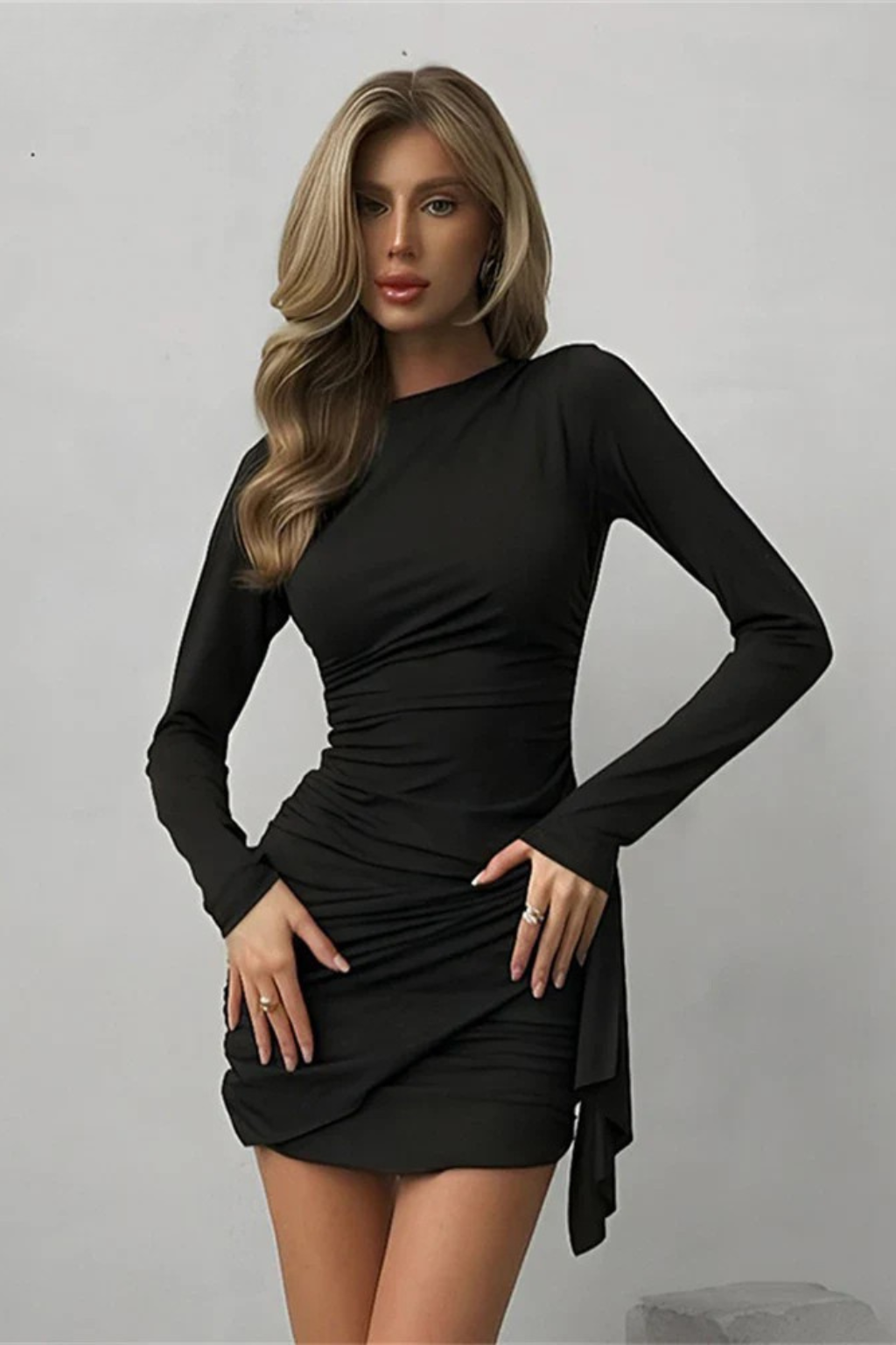 Women's Lightweight Ruched Wrap Mini Dress | Elegant Long Sleeve Summer Cocktail Dress 6